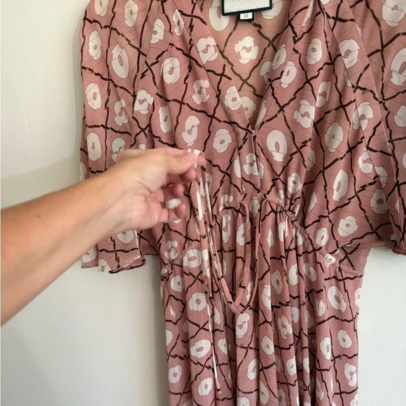 Revolve ALEXIS VENLA PINK MEDALLION HANDKERCHIEF HEM MIDI BOHO DRESS S - Picture 14 of 15